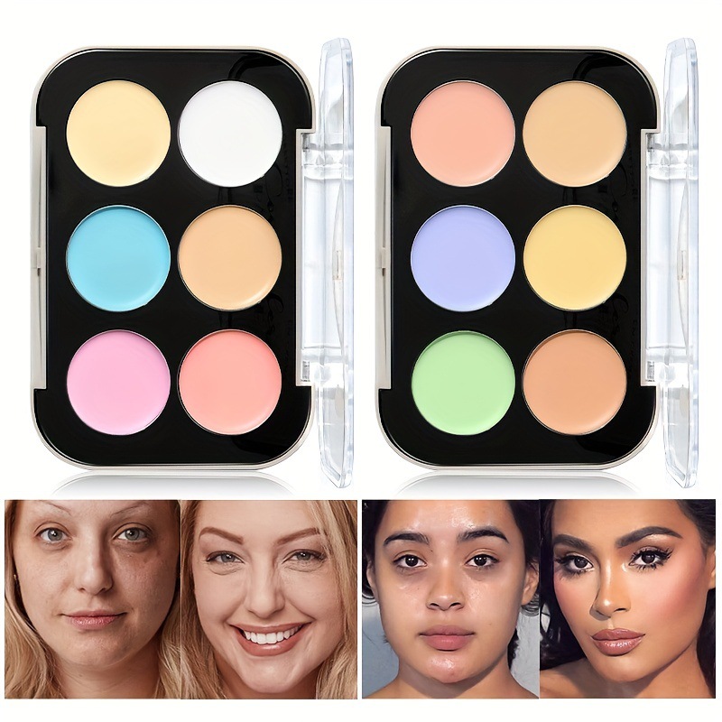 USHAS Cross-border Makeup Six-color Three-dimensional Highlighter Concealer Palette, matte Concealer palette for dark circles and contouring details Picture