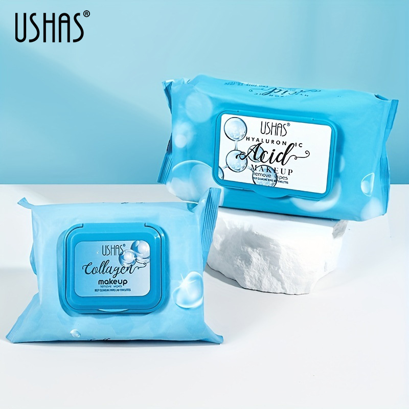 USHAS cross-border stock 30/60 disposable makeup remover wet wipes, cleaning wet wipes, facial cleansers and cleansing wipes full figure