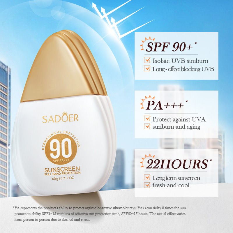SADOER's all-English water-clear sunscreen lotion is refreshing and non-greasy, providing UV protection. Cross-border wholesale details Picture