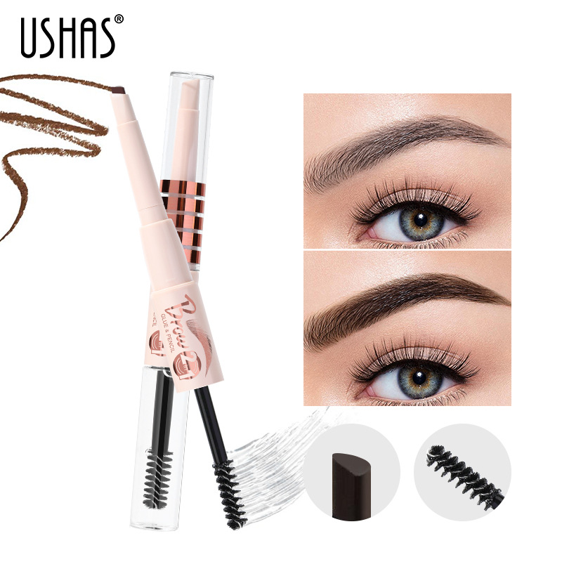 USHAS European and American cross-border stock eyebrow pencil + eyebrow glue combination: Waterproof, long-lasting, no smudging, no fading EB026-MIX details Picture