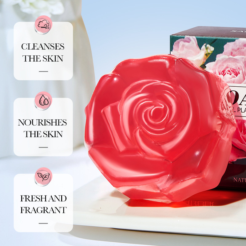 SADOER natural rose essential oil soap, handmade soap, universal soap for cleansing the body, cross-border export wholesale details Picture