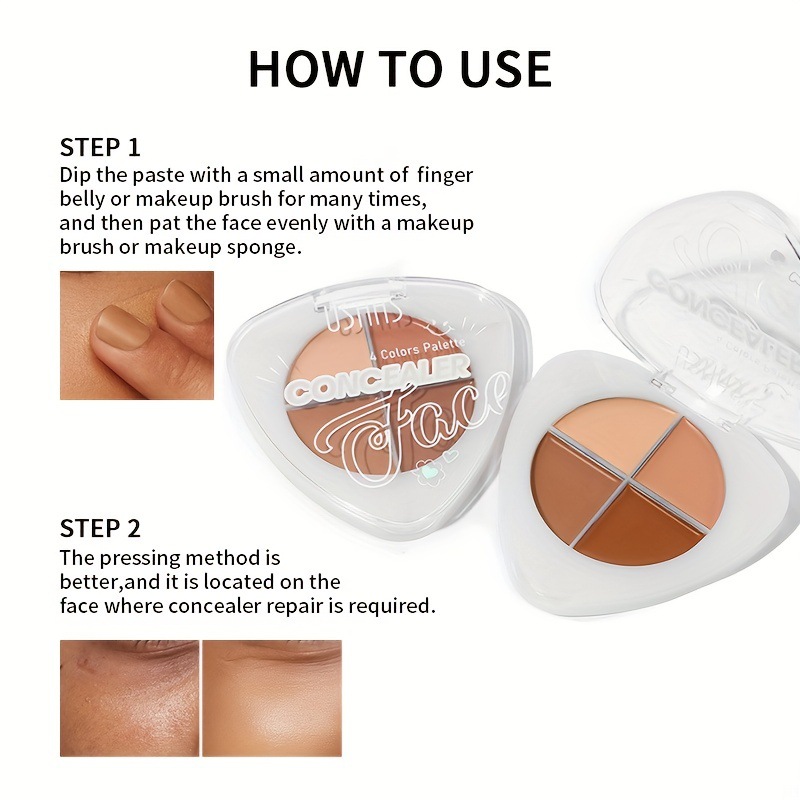 USHAS Cross-border Makeup Exclusive 4-color Concealer Moisturizes, conceals, brighens skin tone, does not fade easily, is water-resistant and sweat-proof Specification drawing