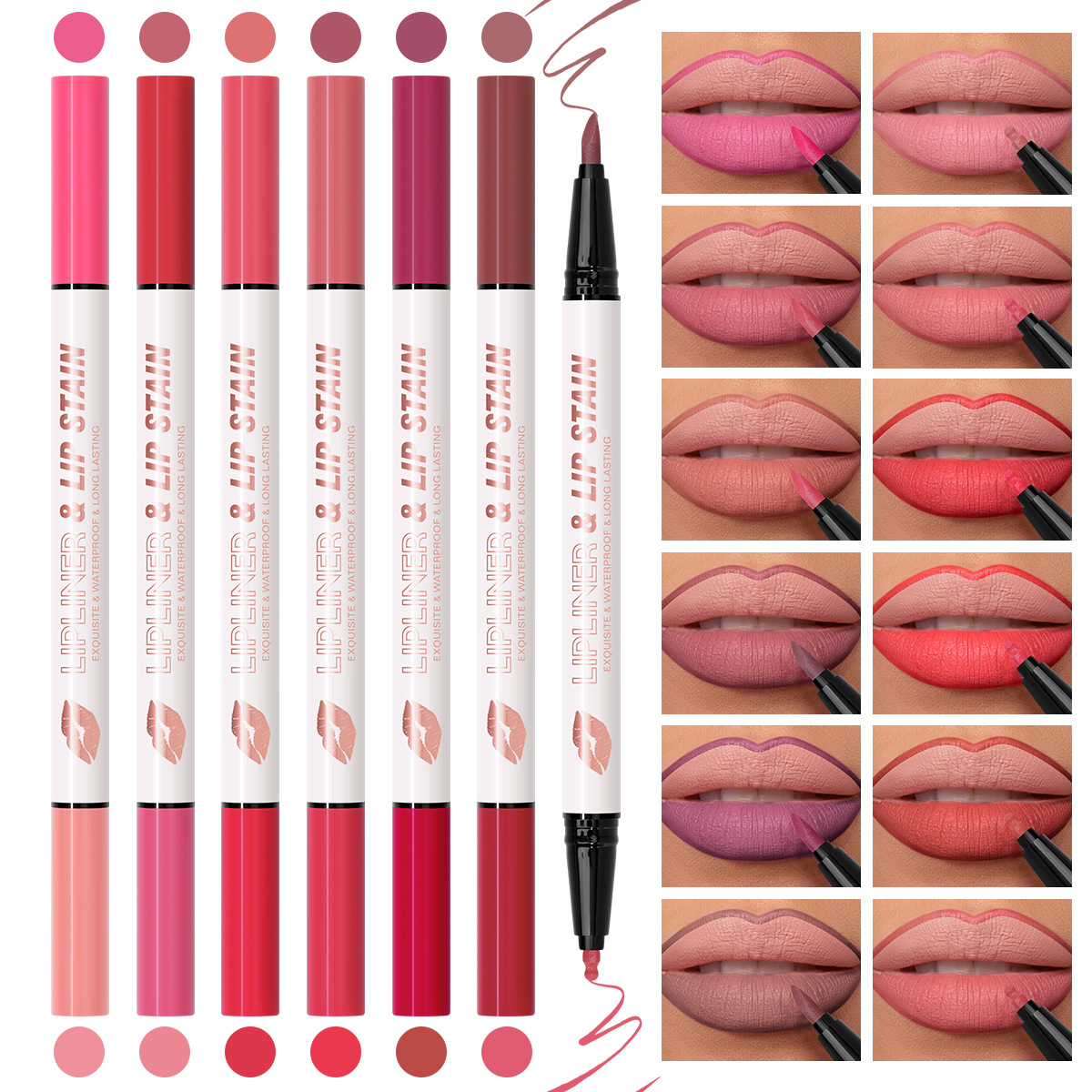 USHAS European and American cross-border stock makeup lip liner pen, lip dye pen, waterproof, non-fading, matte makeup effect SAP018 full figure