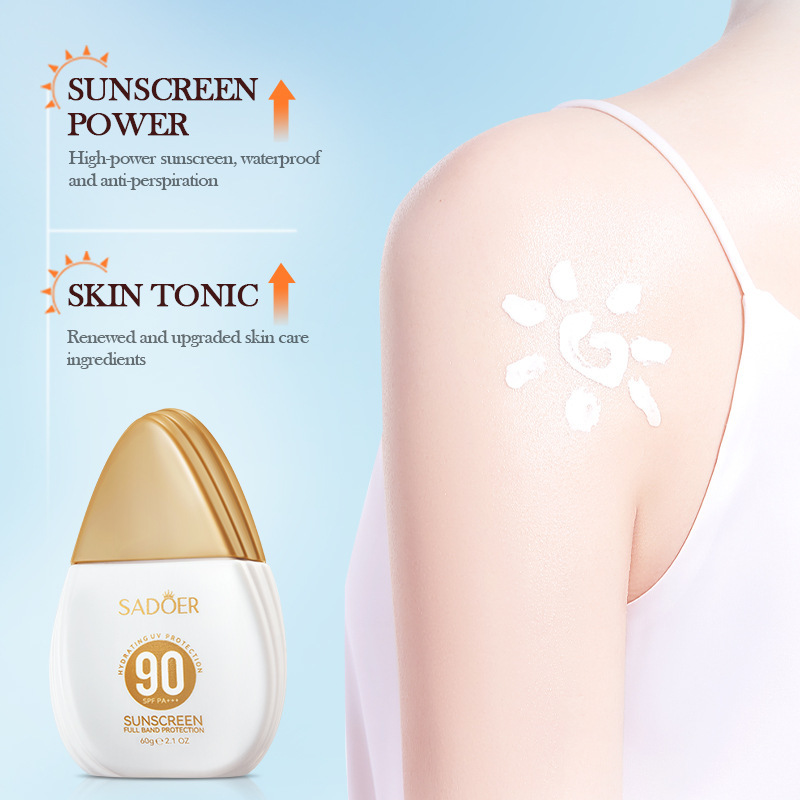 SADOER's all-English water-clear sunscreen lotion is refreshing and non-greasy, providing UV protection. Cross-border wholesale Specification drawing