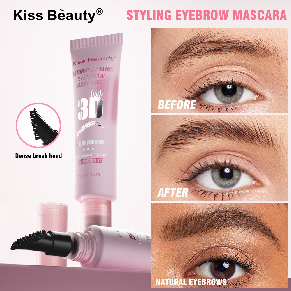 kissbeauty Cross-border Three-dimensional Eyebrow Dye is naturally waterproof, does not smudge, and comes with a brush head. Factory wholesale full figure