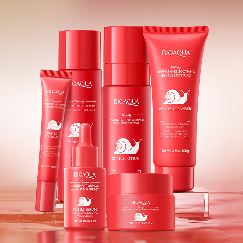 Full English BIOAOUA Snail Firming, Elastic and Moisturizing Skin Care 6-piece set Gift Box, Moisturizing set cross-border export wholesale Application Scenario