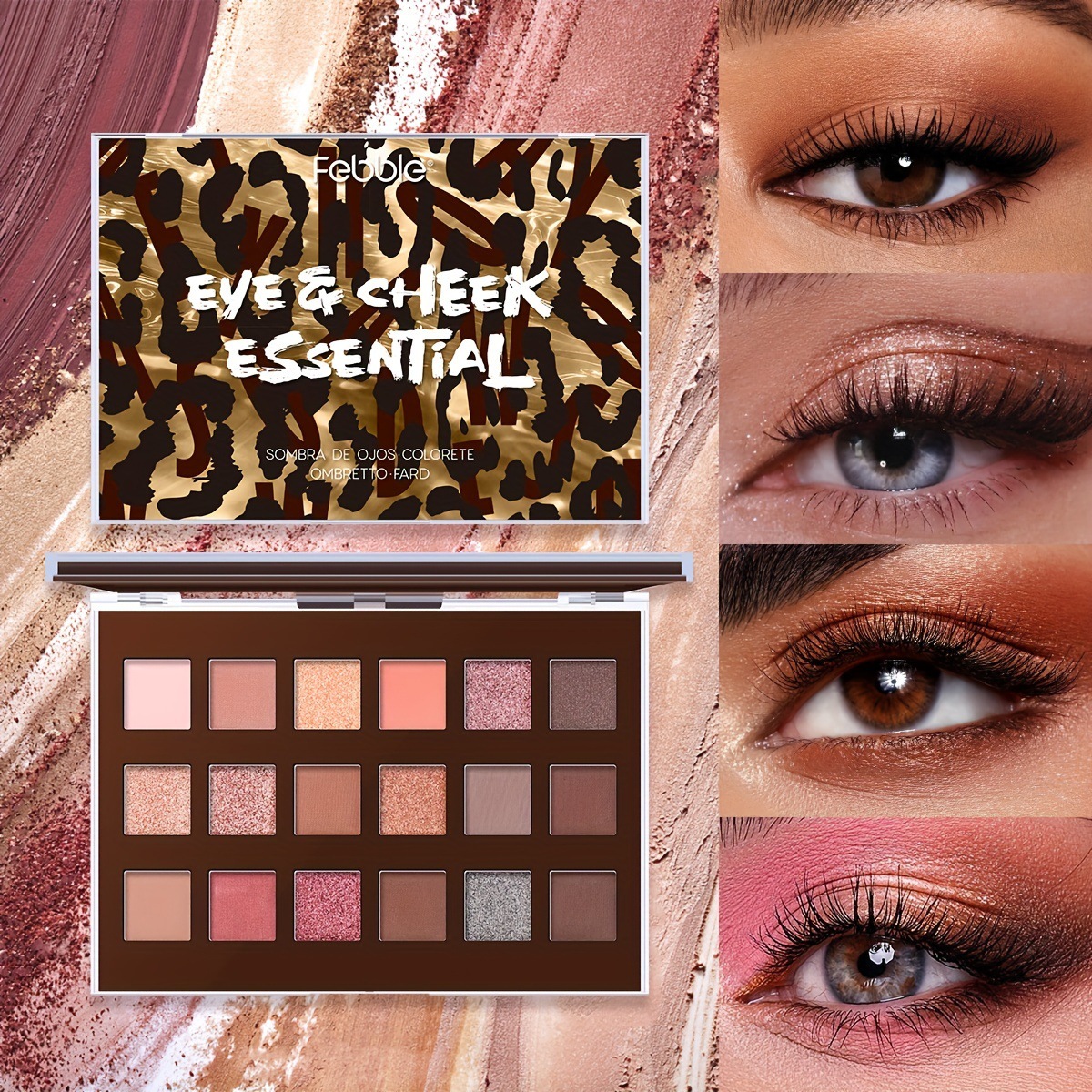 USHAS Cross-border 18-color leopard Print 18-color Eyeshadow Palette, matte, pearlescent, Earth tone, new Color Makeup ES4339 full figure