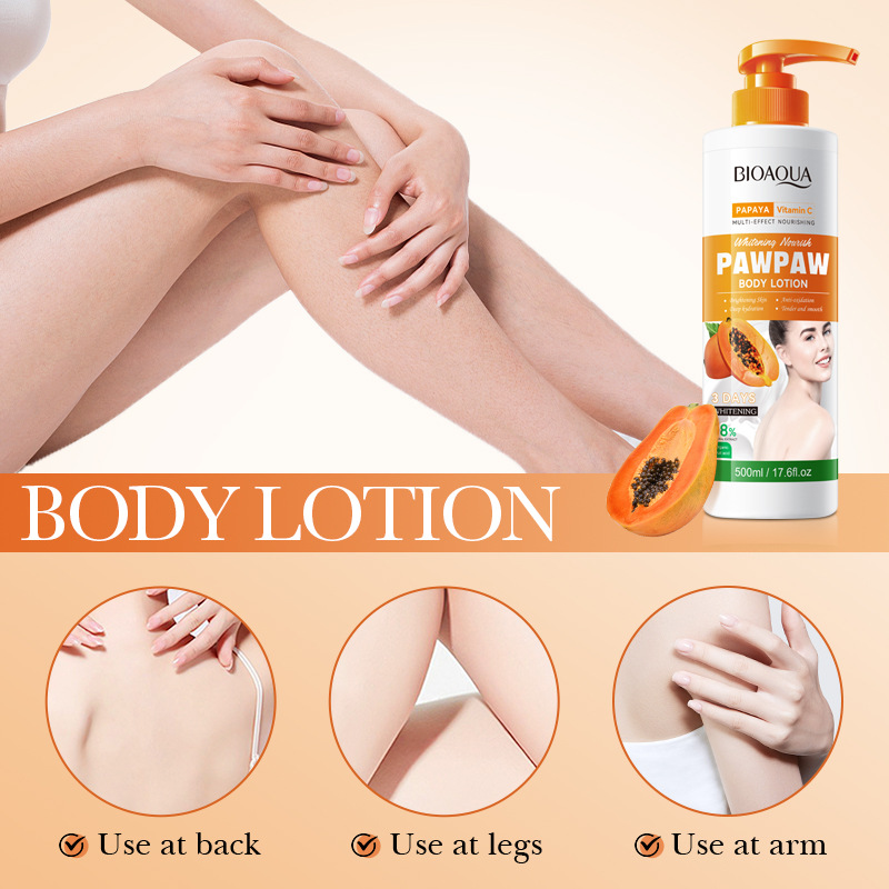 All-english BIOAOUA Papaya Vitamin C Whitening Body Lotion Brightening Body Lotion Cross-border export wholesale details Picture
