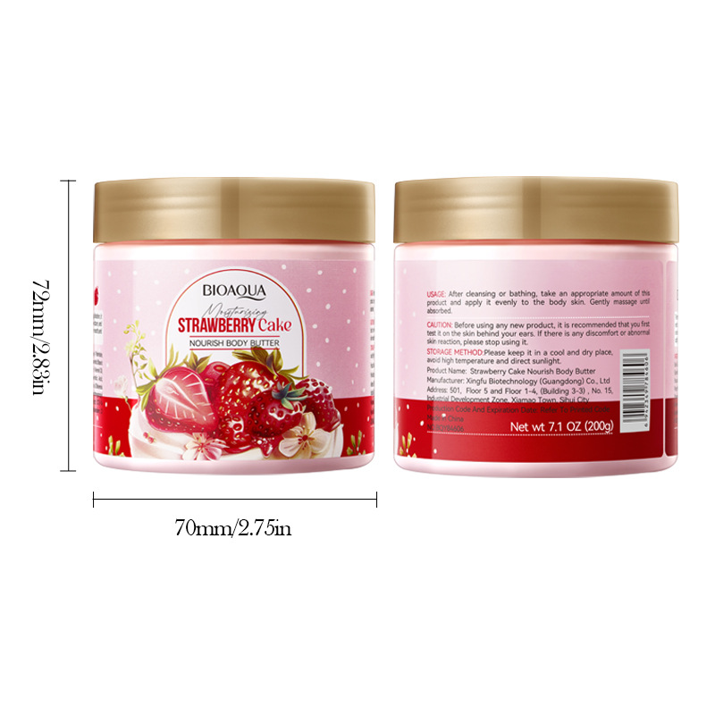 All-english BIOAOUA strawberry cake Nourishing Body Butter Autumn and winter Body Lotion cross-border export wholesale Item Picture