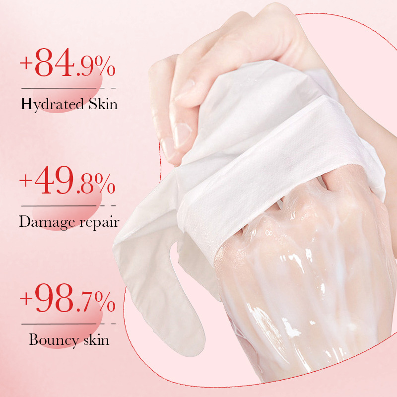 Full English SADOER cherry Nicotinamide exfoliating hand mask Moisturizing and hydrating skin care gloves cross-border export wholesale Specification drawing