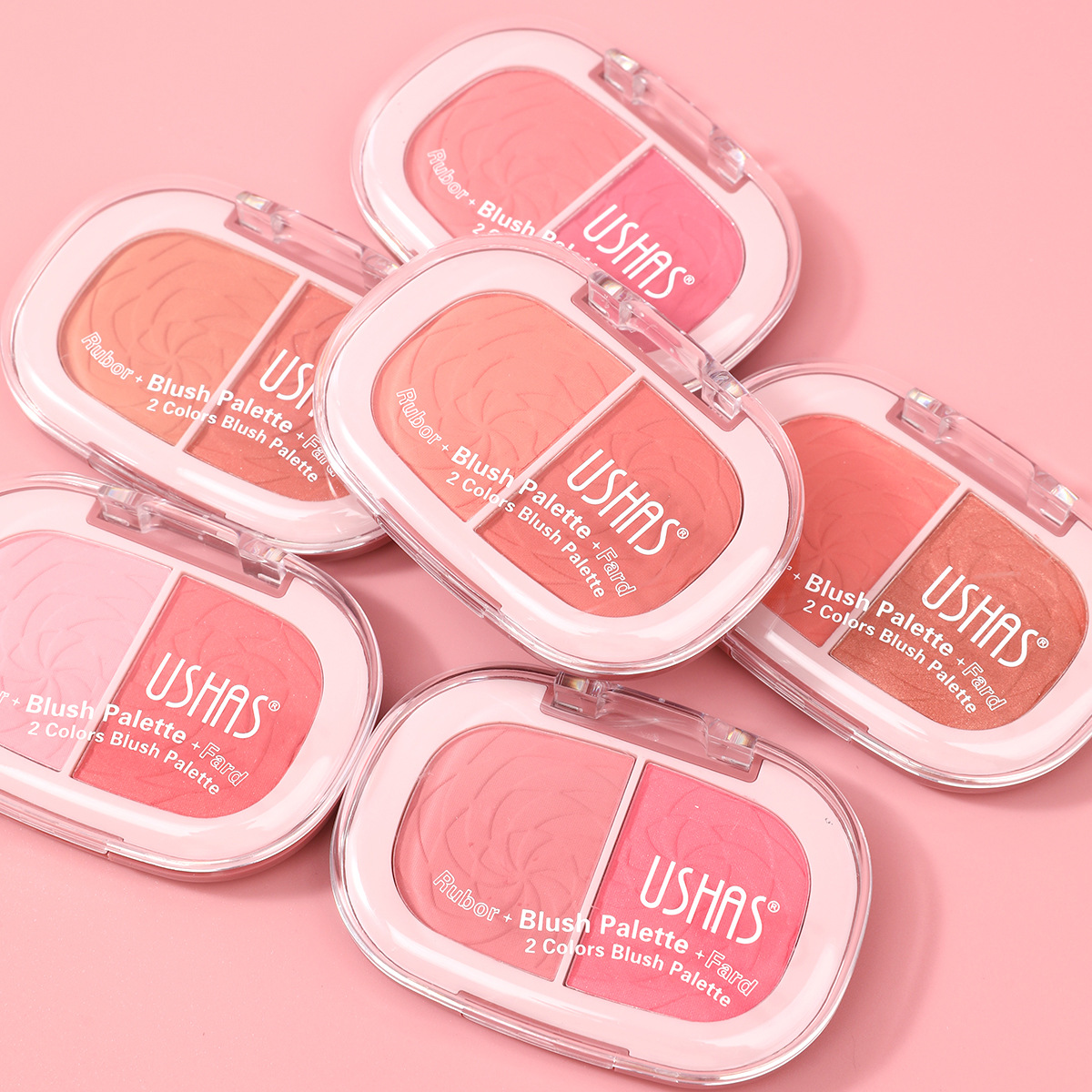 USHAS European and American cross-border stock 2-grid powder blush, light, fine and natural makeup effect UF099B full figure