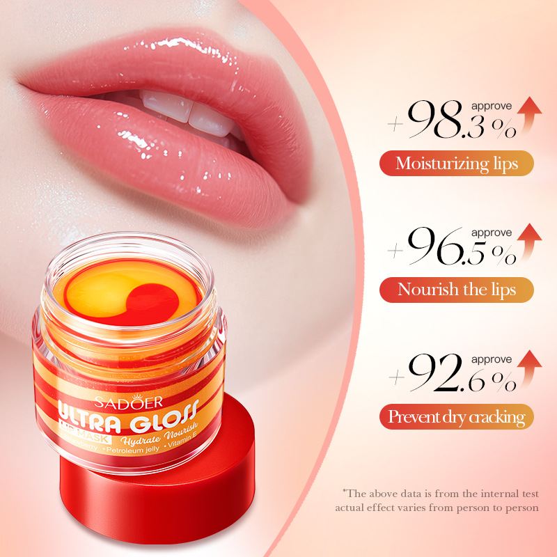 SADOER Strawberry Vaseline Hydrating, Brightening and Nourishing Dual-color Lip Mask Moisturizing Lipstick for cross-border export Specification drawing