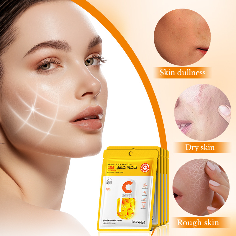 Cross-border wholesale of all-English BIOAOUA Vitamin C Antioxidant Whitening Mask, Brightening and Moisturizing Mask Specification drawing