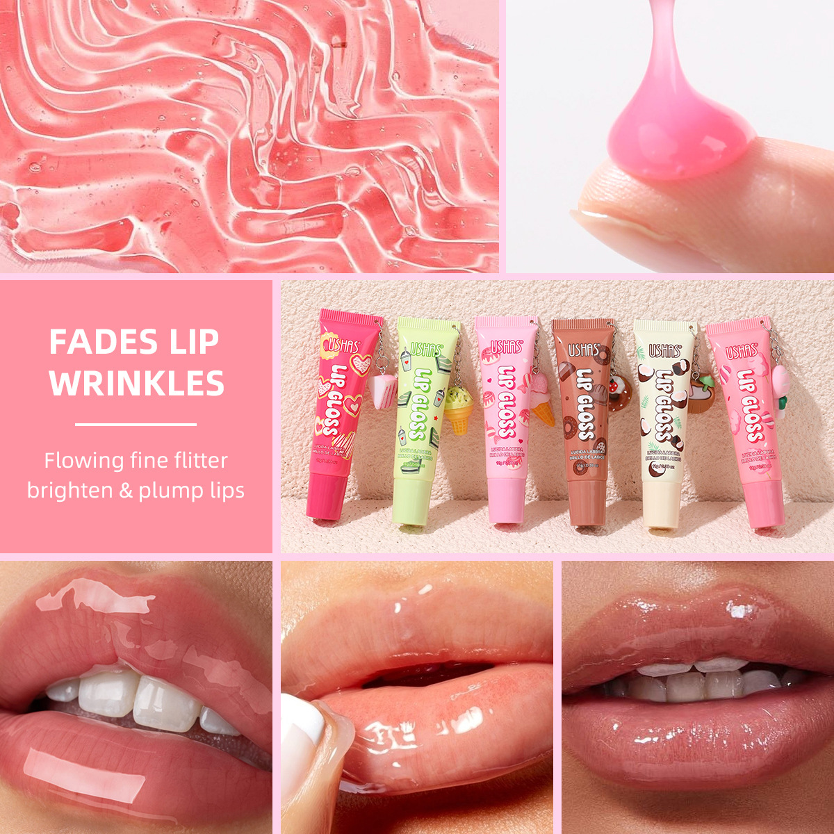 USHAS Amazon's best-selling cross-border 6-color long-lasting lipstick lip gloss and lip gloss moisturizing Pendant UC156 Specification drawing