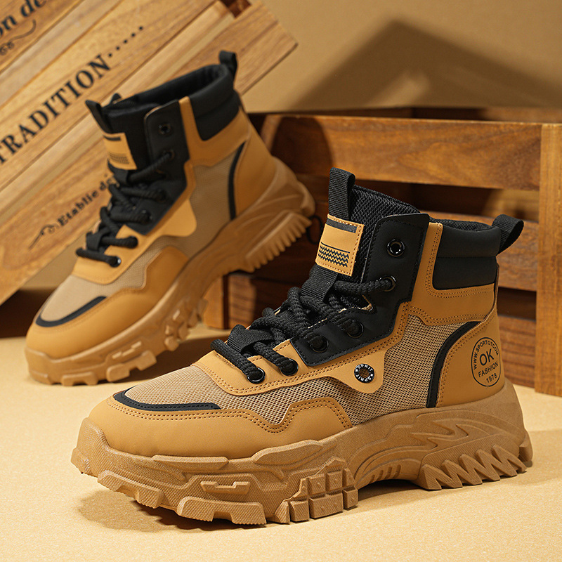 Martin Boots Men's autumn new high-cut workwear shoes men's trendy and versatile thick-soled sporty casual short boots trendy shoes Specification drawing