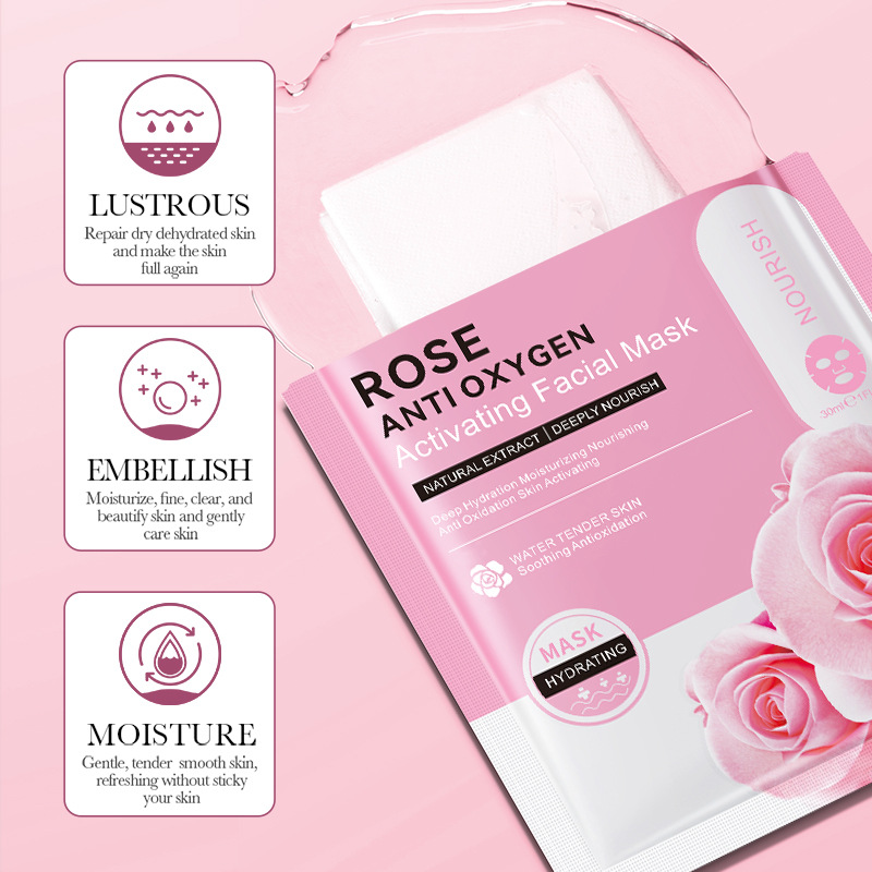 Cross-border wholesale of all-English BIOAOUA Rose Antioxidant Facial mask for Hydrating, Moisturizing and Nourishing Specification drawing