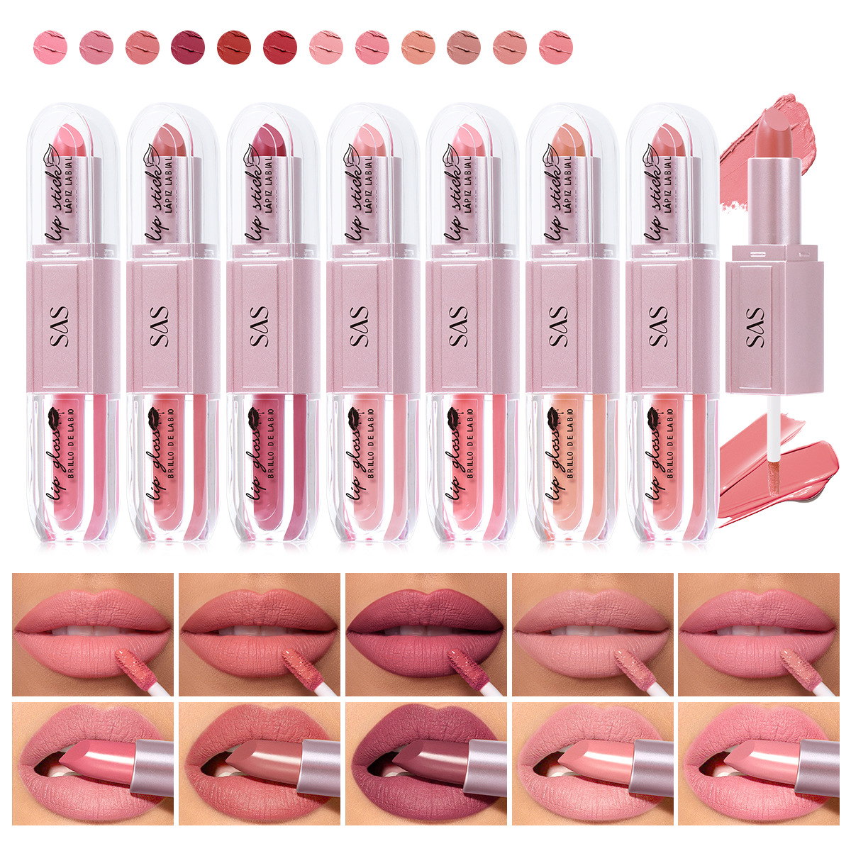 USHAS Cross-border Export Lip Gloss matte velvet Waterproof Long-lasting Non-fading Lipstick SAC099 full figure