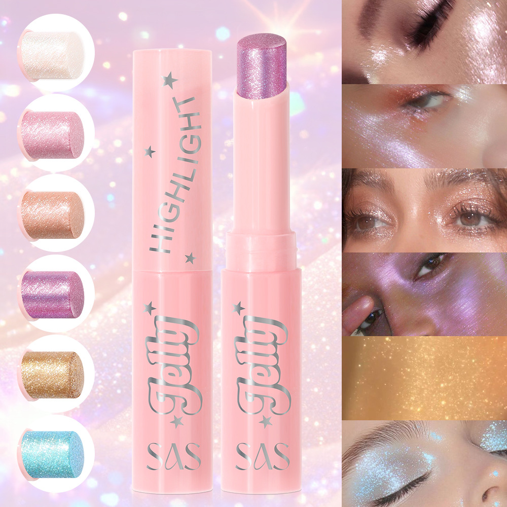 SAS Beauty Cross-border Bestseller in Stock, multi-color jelly high-gloss Eyeshadow stick wholesale SES006 full figure