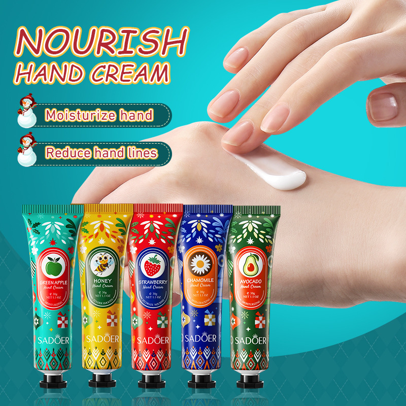 Cross-border export wholesale of 5-piece SADOER Christmas Fragrance Moisturizing Hand Cream gift box set in full English details Picture