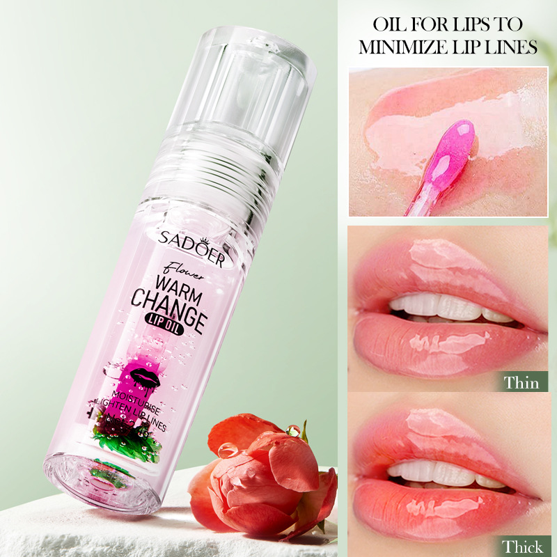 SADOER Flower Thermochrom Lip Oil Series for autumn and winter anti-cracking lip balms cross-border export wholesale details Picture