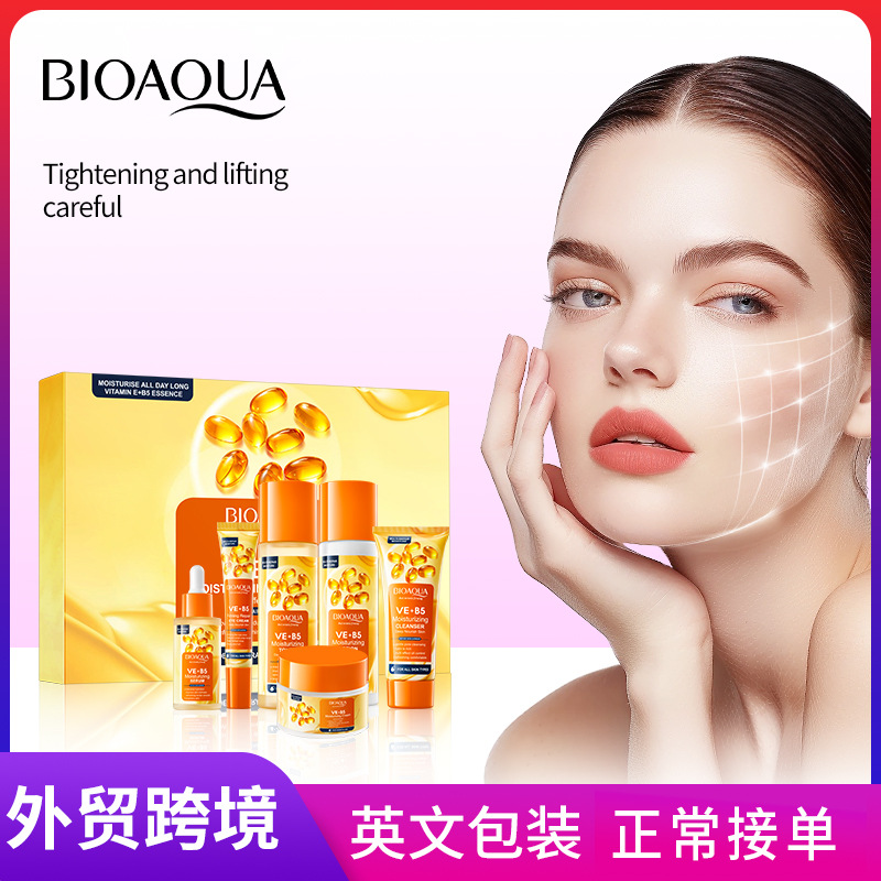 Full English BIOAOUA Vitamin EB5 anti-wrinkle and Moisturizing 6-piece skin care set cross-border export wholesale full figure