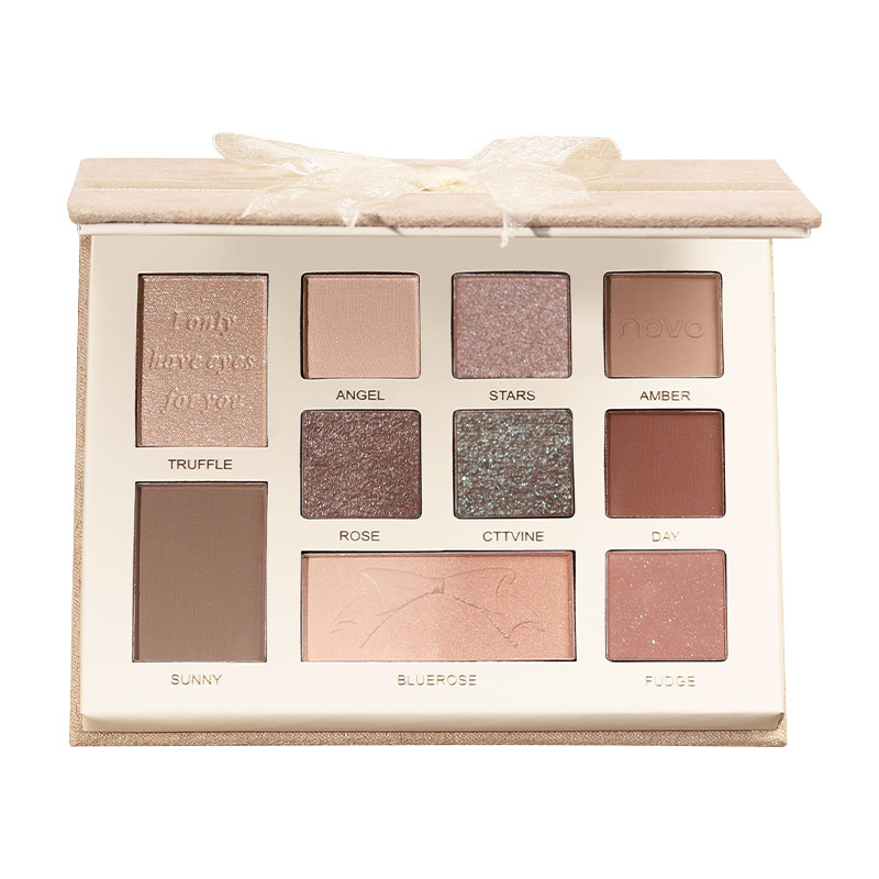 NOVO Eyeshadow palette, ins affordable, daily eyeshadow for students, no makeup smudges, waterproof, earth pigment, light makeup beginners Item Picture