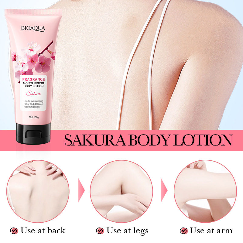 All-english BIOAOUA Cherry Blossom Scented Moisturizing Body Lotion, cross-border export wholesale of moisturizing Body lotion Specification drawing