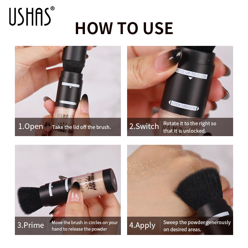 USHAS cross-border hot sales: Matte, medium skin tone loose powder, setting powder, loose powder, waterproof, 6 colors, 24 bottles Specification drawing