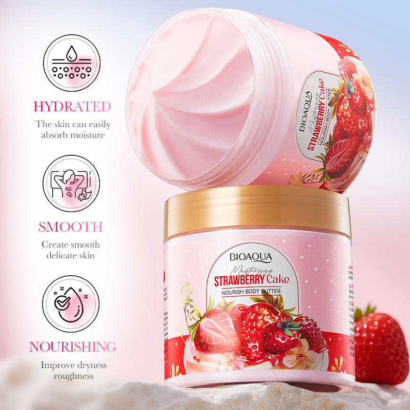 All-english BIOAOUA strawberry cake Nourishing Body Butter Autumn and winter Body Lotion cross-border export wholesale details Picture