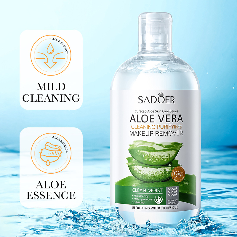 Cross-border export wholesale of SADOER aloe vera Cleansing and Makeup Remover Water and Care Cleansing Makeup Remover water in full English details Picture