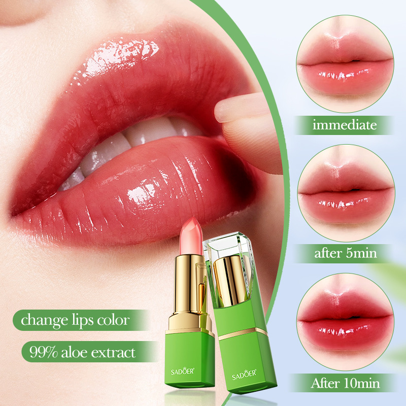 All-english SADOER aloe Vera jelly temperature-changing lipstick, lustrous and not easy to fade, elegant lipstick cross-border export wholesale details Picture