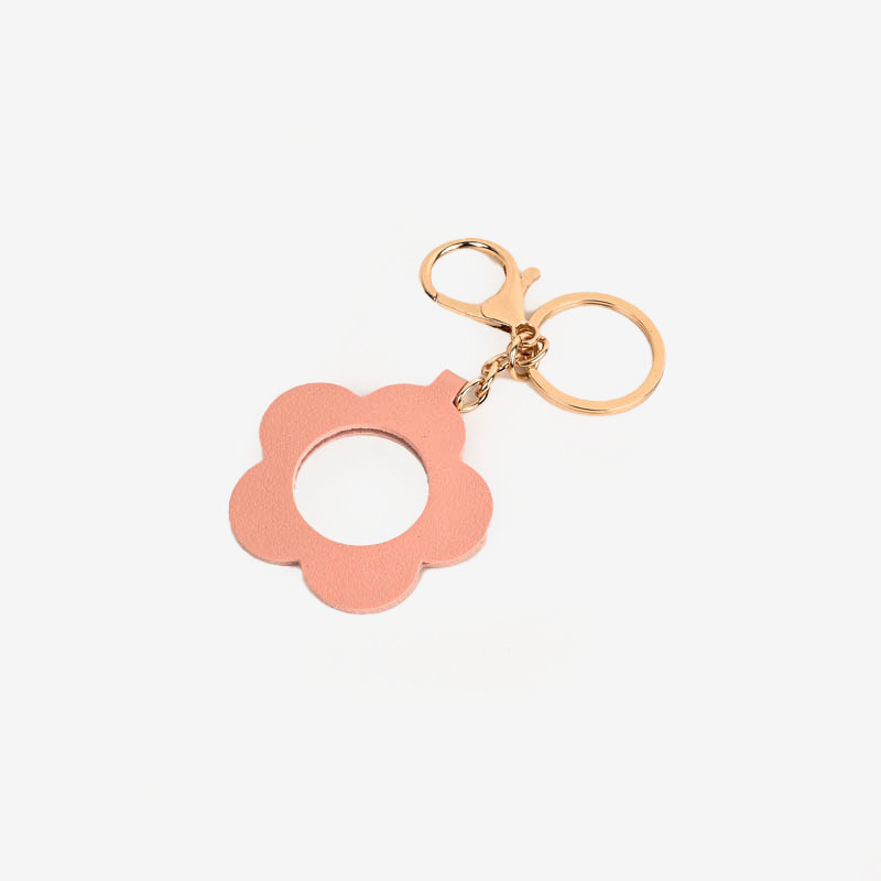 可随身携带花朵镜子小弯包钥匙扣彩色皮革创意礼品