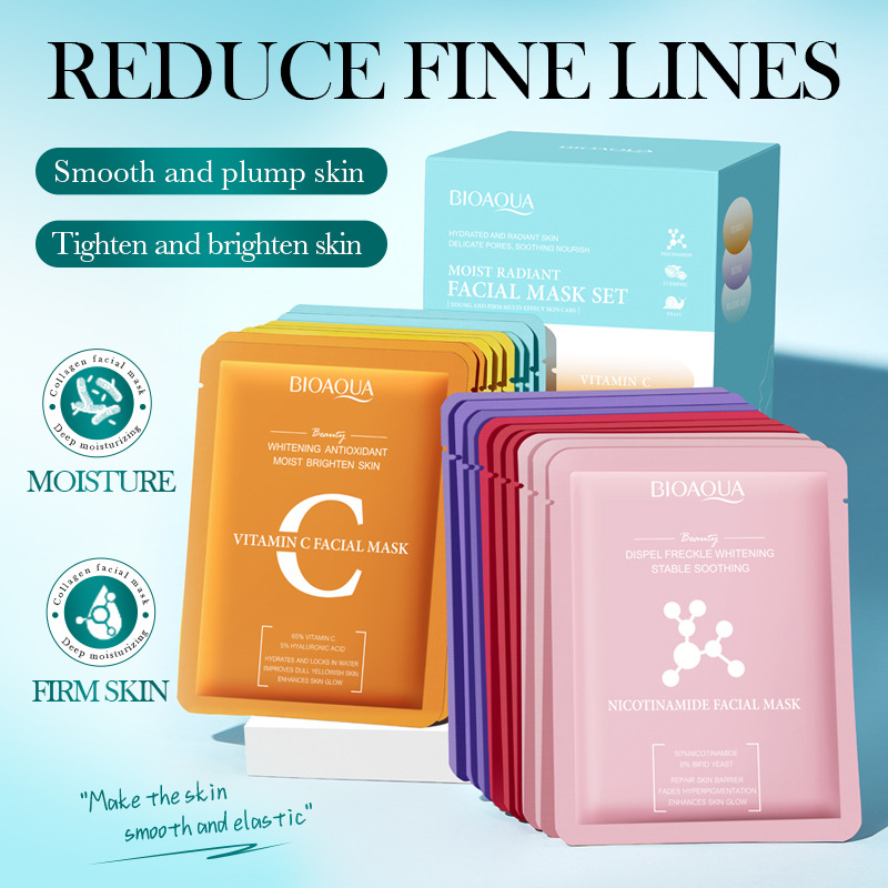 All-english BIOAOUA Moisturizing and Brightening Mask Set, Nourishing and Hydrating Moisturizing Mask Cross-border export wholesale details Picture