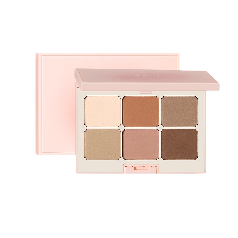 NOVO six-color eyeshadow palette, a multi-purpose earth tone matte fine sparkling light brightening and high-gloss contouring all-in-one set Item Picture