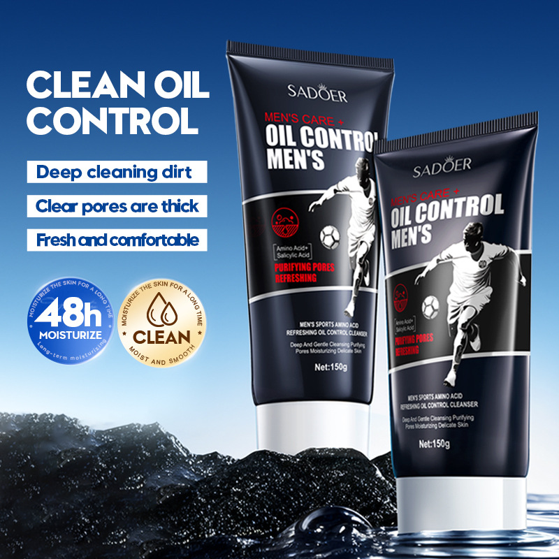 All-english SADOER Men's Amino Acid Refreshing Oil-Control Facial Cleanser Cross-border export wholesale full figure
