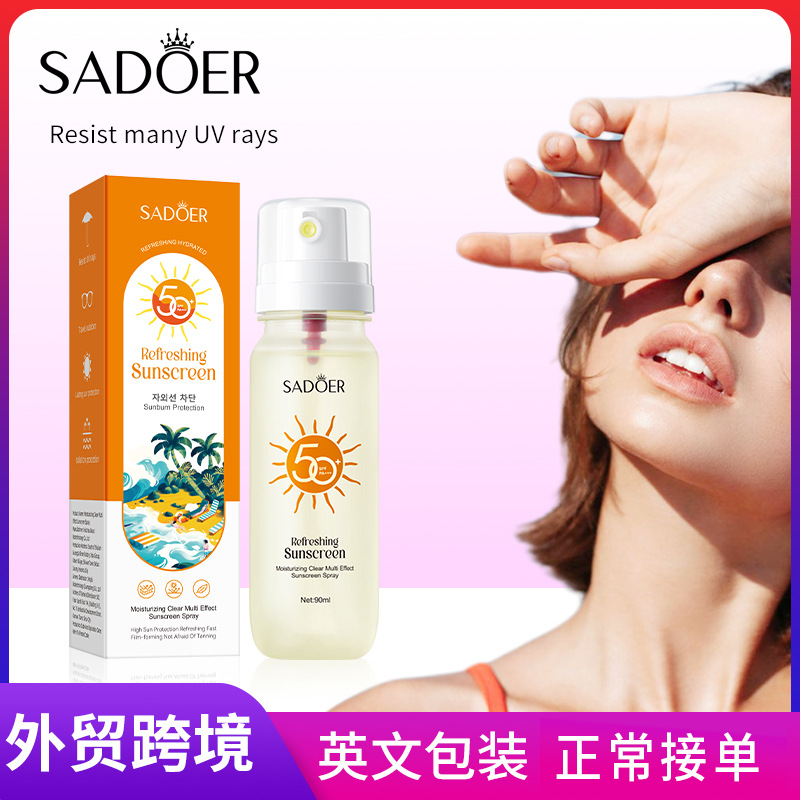SADOER Water-clear Multi-effect Sunscreen Spray, refreshing and Moisturizing, cross-border export wholesale full figure