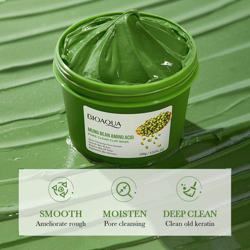 All-english BIOAOUA mung bean amino acid Pore Cleansing Mud Mask Cross-border wholesale Pore Cleansing Mud Mask details Picture