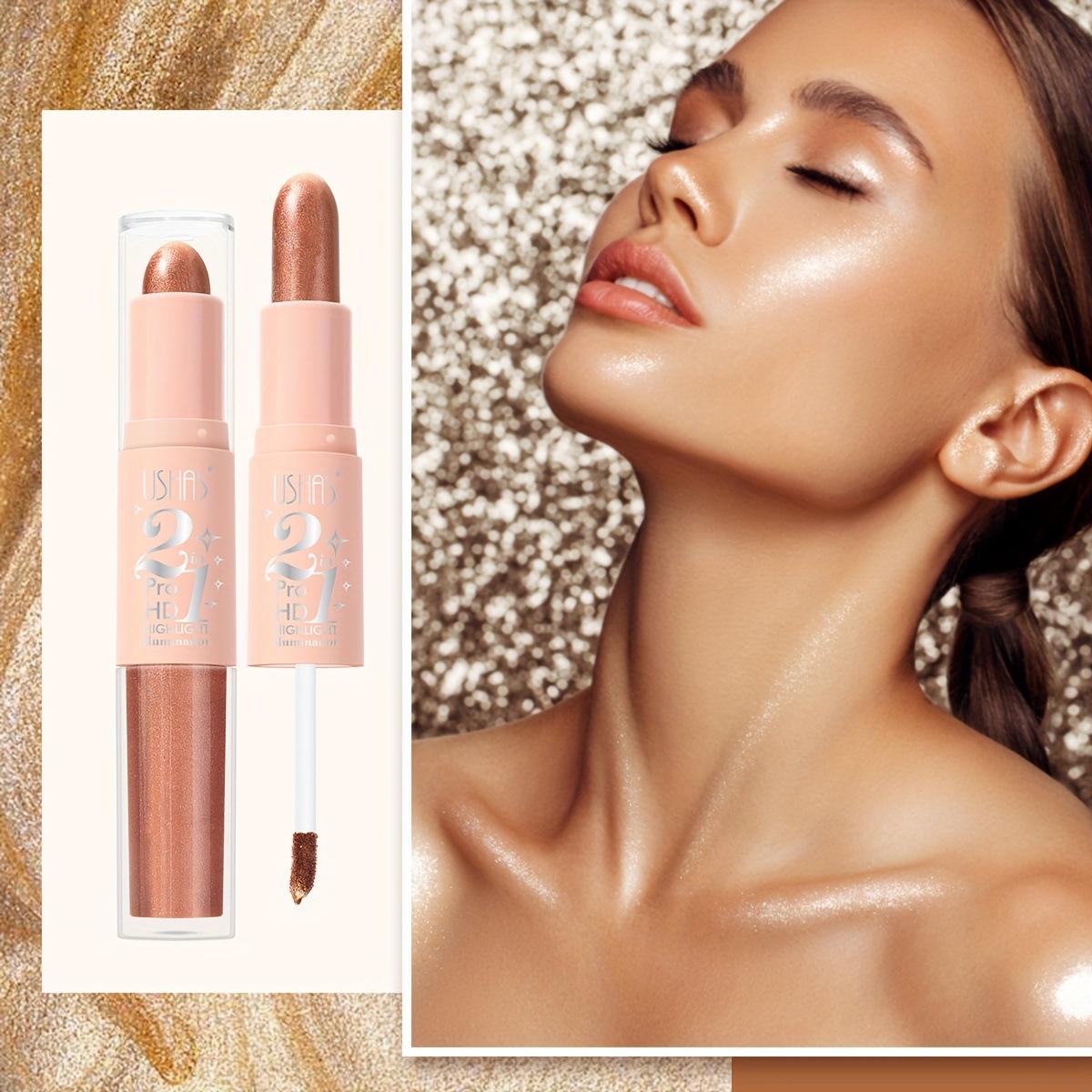 USHAS Cross-border stock FS268B Highlighter Bar Concealer, Contouring Face, brightening Skin tone, Highlighter Bar Blush details Picture