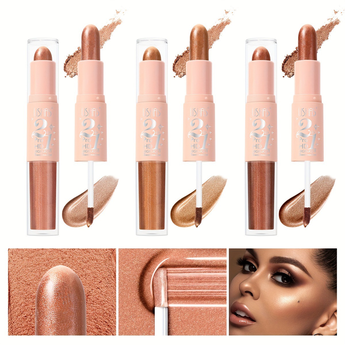 USHAS Cross-border stock FS268B Highlighter Bar Concealer, Contouring Face, brightening Skin tone, Highlighter Bar Blush full figure