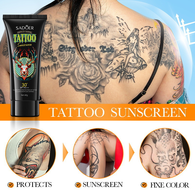 Full English SADOER tattoo color care sunscreen UV Protection Sunscreen lotion cross-border export wholesale Item Picture
