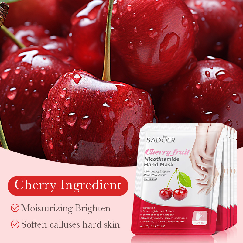Full English SADOER cherry Nicotinamide exfoliating hand mask Moisturizing and hydrating skin care gloves cross-border export wholesale Application Scenario