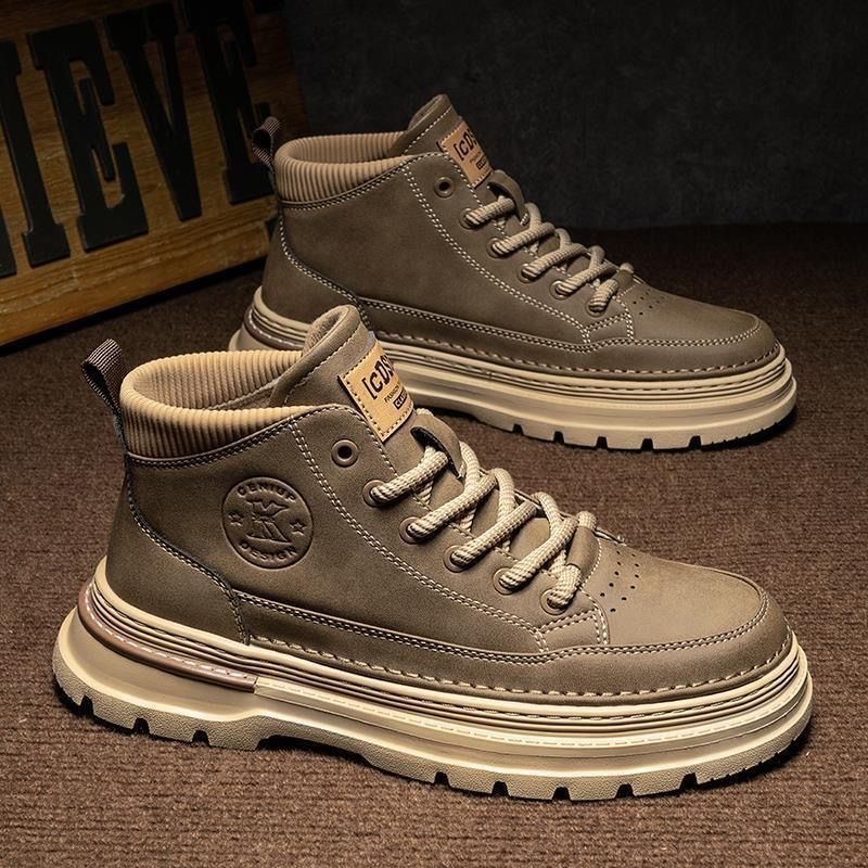 Martin Boots Men's autumn new style British retro high-top leather shoes work shoes trendy and versatile thick-soled casual ankle boots details Picture