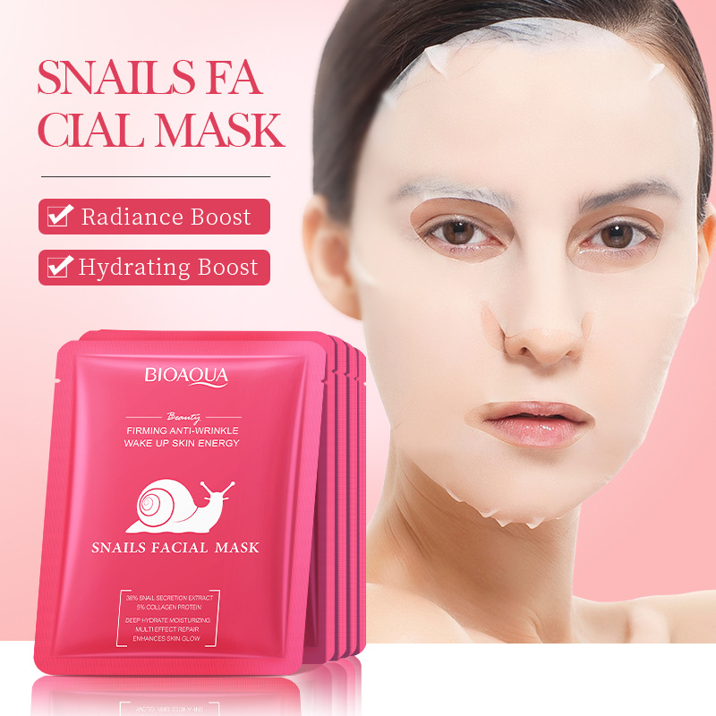 All-english BIOAOUA Snail Multi-Effect Repairing and Hydrating Facial mask Moisturizing Mask Cross-border export wholesale details Picture