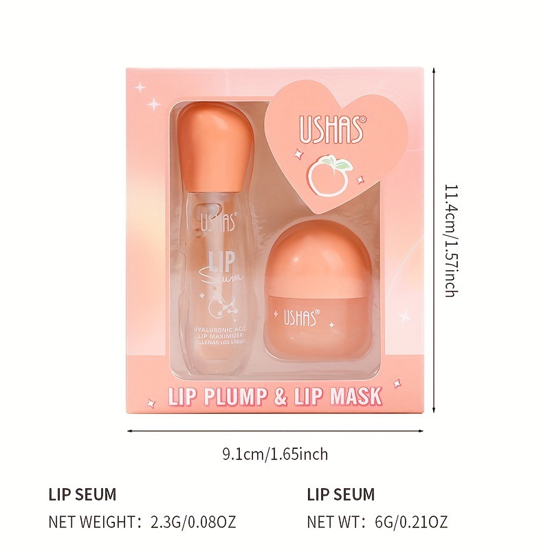 USHAS European and American cross-border Stock Lip Gloss + Lip Mask Set: High Gloss Moisturizing and Hydrating Lip Gloss US001 Item Picture
