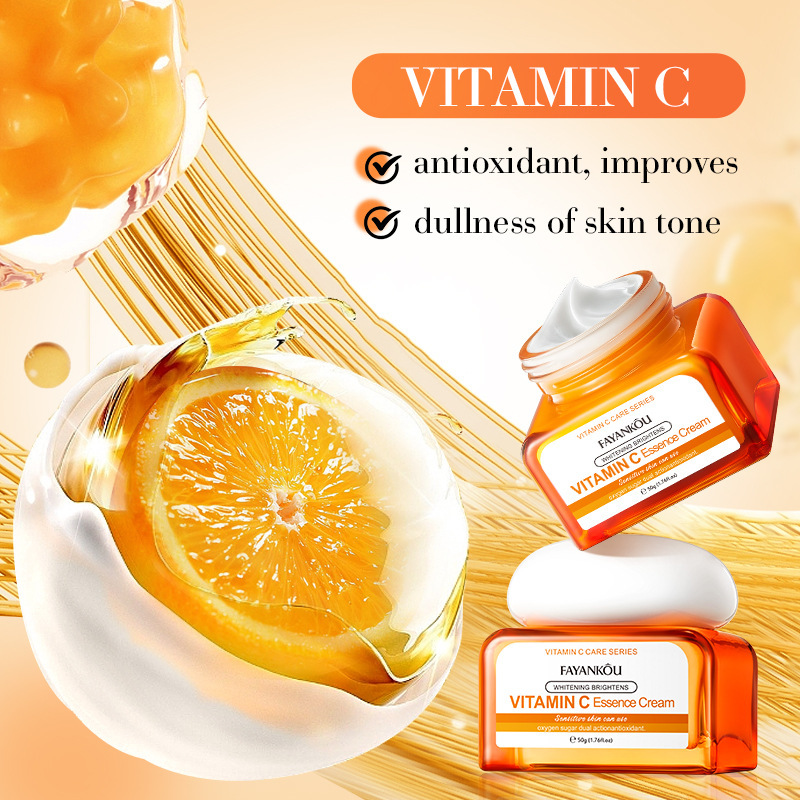 Cross-border export wholesale of all-English VC Whitening and Moisturizing cream FAYANKOU Brightening and Nourishing Essence Cream Specification drawing