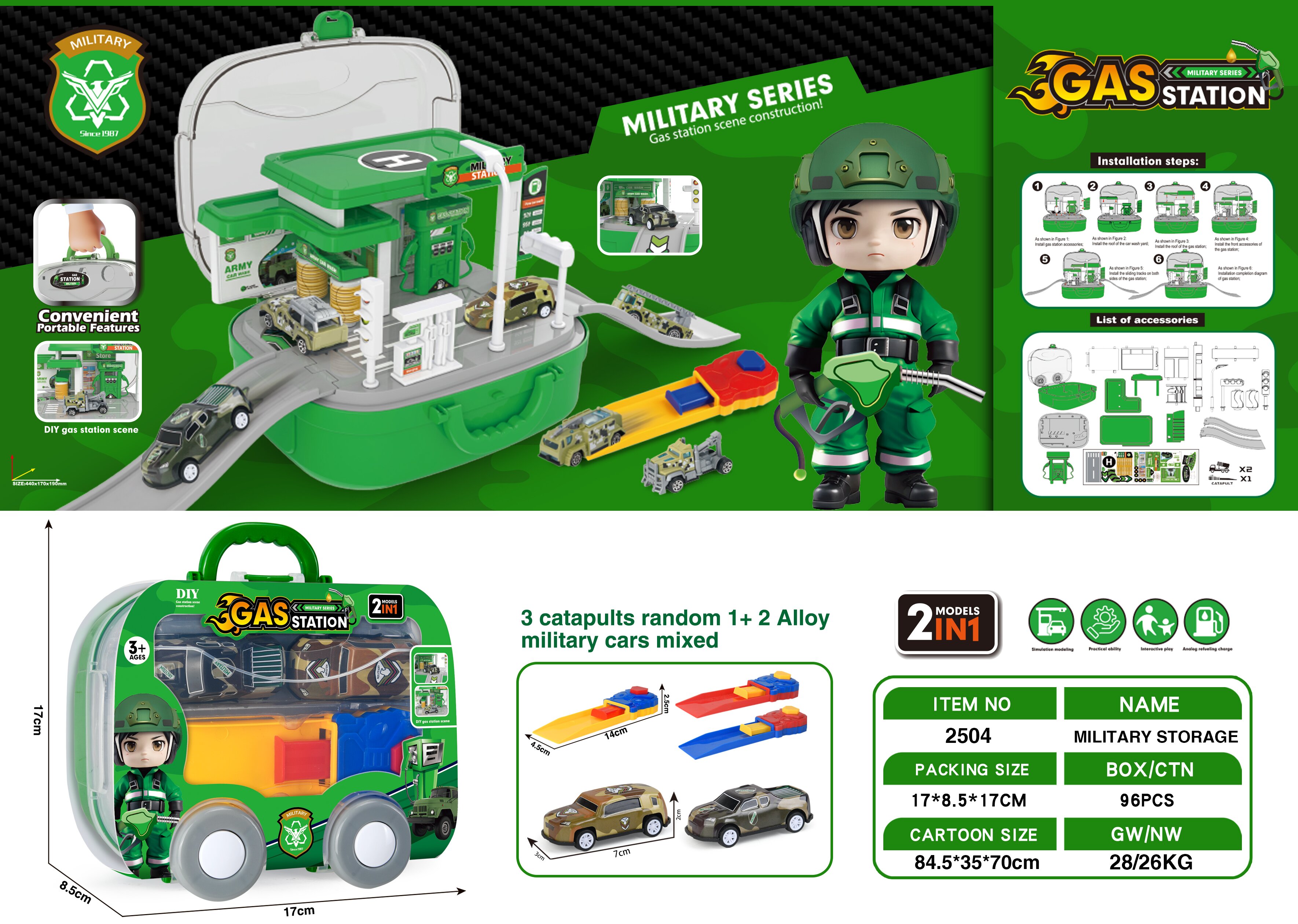 TJ85295 Military Gas Station Storage Box (2 sliding Tin Carts +1 Catapult) Application Scenario