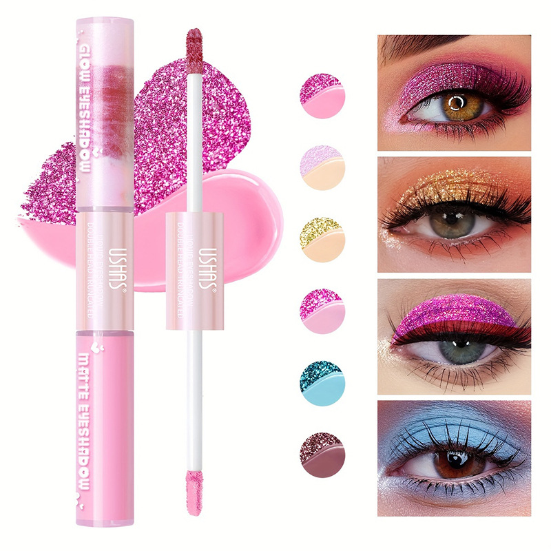 USHAS European and American cross-border stock double-head Eyeshadow Fine Glitter Brightening High Gloss Sleeping Eye Waterproof Liquid Eyeshadow LG2591 full figure