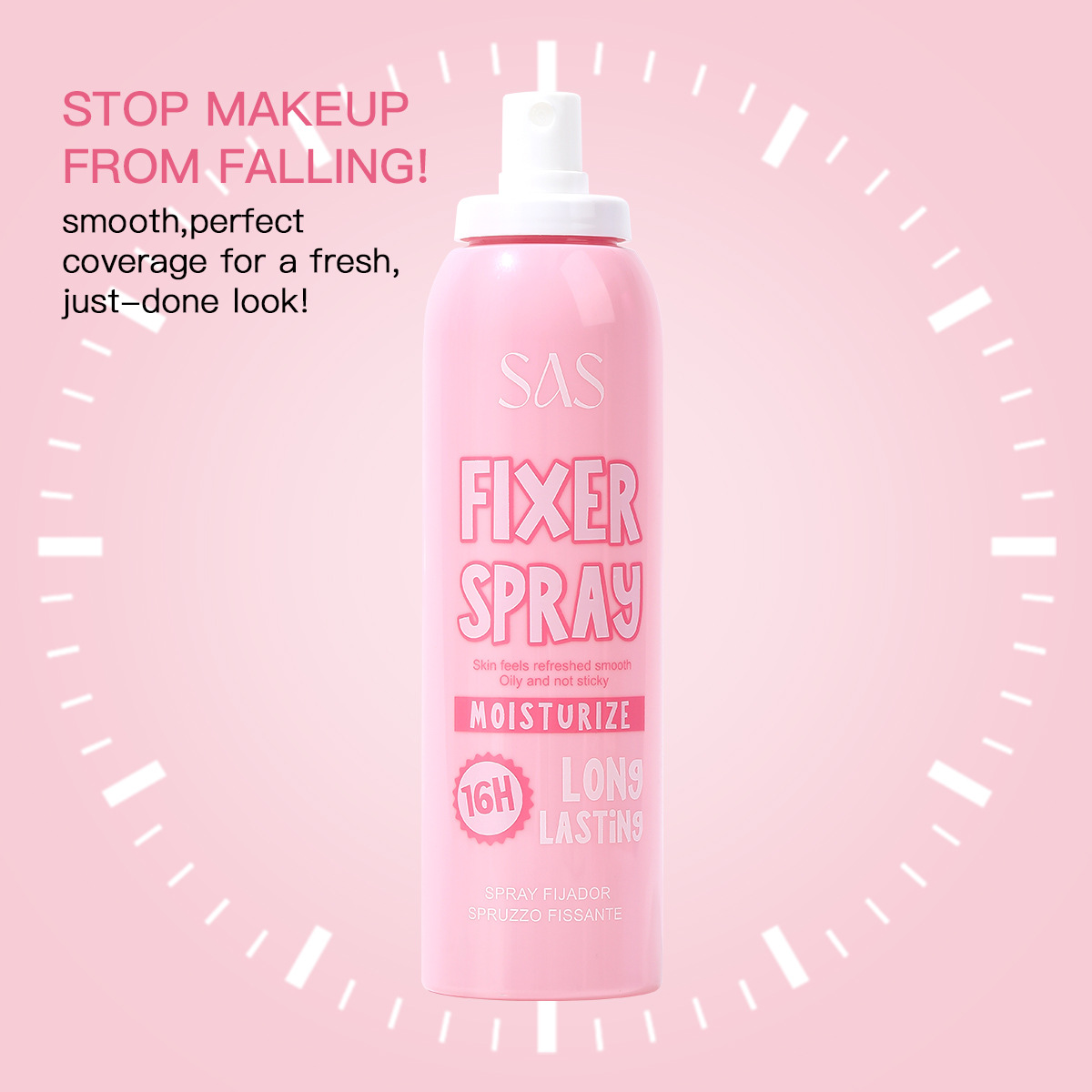 USHAS cross-border exclusive in-stock hot sale waterproof, sweat-proof, long-lasting, non-smudging, moisturizing, oil-controlling, hydrating and setting spray Specification drawing