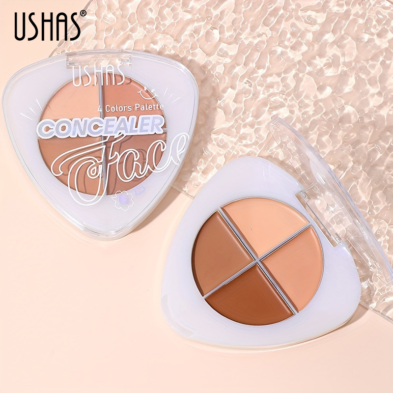 USHAS Cross-border Makeup Exclusive 4-color Concealer Moisturizes, conceals, brighens skin tone, does not fade easily, is water-resistant and sweat-proof full figure