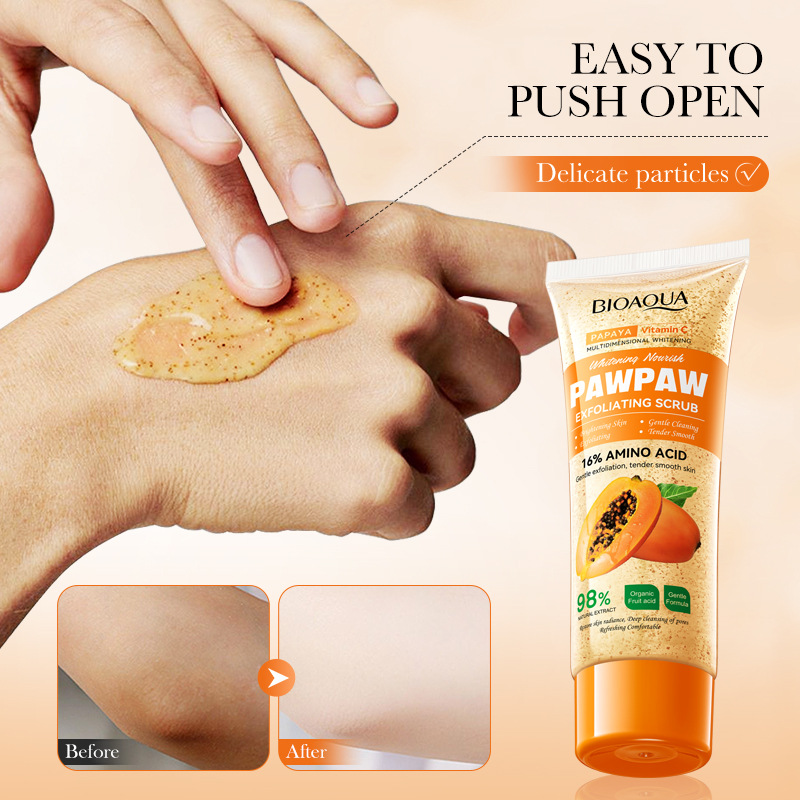 All-english BIOAOUA Papaya Vitamin C Whitening Exfoliating Scrub Body Scrub Cross-border export Application Scenario
